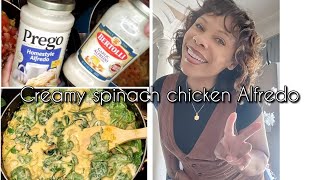 Creamy spinach chicken Alfredo HEALTHYISH amp delicious 😋 [upl. by Carmina]