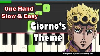 Giornos Theme One Hand Slow Easy Piano Tutorial [upl. by Coopersmith]