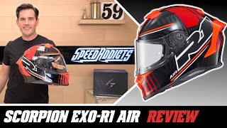 Scorpion ExoR1 Air Helmet Review at SpeedAddictscom [upl. by Meesaw]