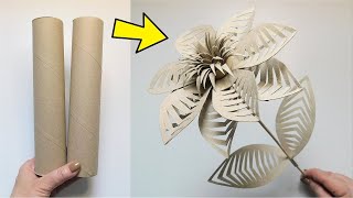 Smart Paper Towel Rolls Recycling Craft Idea ♻️ Paper Flower DIY Tutorial 🌼 Handmade Room Decor [upl. by Novihs]