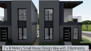 7 x 8 Meters Small House Design Idea with 3 Bedrooms [upl. by Aruabea904]