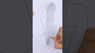 How to Draw a Girl with Long Hair Back View  Easy Pencil Sketch shorts artandcraft [upl. by Lipman316]