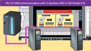 Real PLC S7300 Communication with 2 Danfoss VFD in TIA Portal  SCADA  VFD  WinCC Runtime [upl. by Adlare]