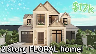 17k Floral Soft Bloxburg House Build 2 Story Exterior Tutorial [upl. by Gilmour371]