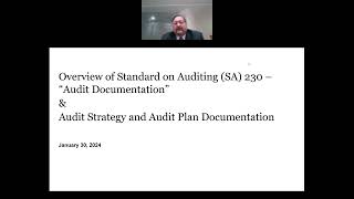 Webinar On Overview of SA 230 amp Audit Strategy and Audit Plan Documentation on 30Jan2024 [upl. by Grania67]