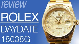 ROLEX ロレックス ヴィンテージ デイデイト 実機レビュー Ref18038G 彫りコンピュータ文字盤 [upl. by Atreb639]