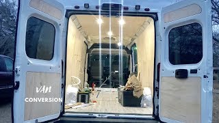 Ram Promaster Van Conversion  Wires MaxxAir Fans Wool Insulation and Walls [upl. by Ateekal]