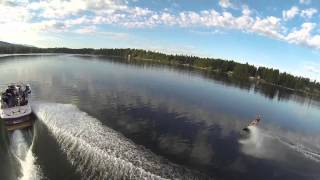 Aerial wakeboard video on gorgeous Montana Lake Blaine DJI Phantom GopPro Hero3 Black [upl. by Yle471]