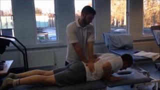 Mckenzie Exercises Lumbar Spine Extension in Prone Lying with Therapist Overpressure James Sharp [upl. by Rolat739]