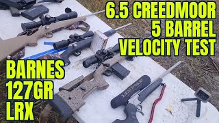 65 Creedmoor 5 Barrel Length 127gr Barnes LRX Test [upl. by Llyrehc396]