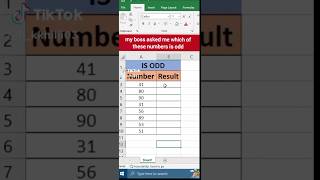 Odd and Even Formula in Excel  Odd and Even Number in Excel excel shorts exceltips [upl. by Lark]