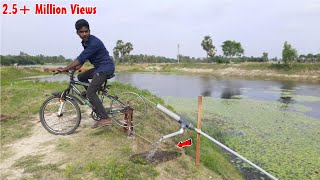 Unbelievable Cycle Wheel Water Pump From The River  Without Electricity Easy To Pump The Water [upl. by Uaeb]