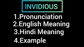 invidious Meaning of invidious in Hindi Meaning  Pronounciation of invidious  Example  Use [upl. by Uda]