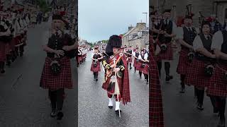 drummajor leads Dufftown pipeband on the march during 2024 Dufftown Games in scotland shorts [upl. by Saxon]