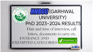 HNBGU Garhwal University 20232024 PhD CALL LETTERS Documents to carry date amp time of interview [upl. by Magnuson]