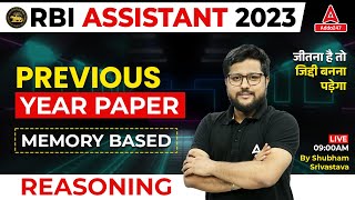 RBI Assistant Previous Year Paper  RBI Assistant Reasoning by Shubham Srivastava [upl. by Airbma213]