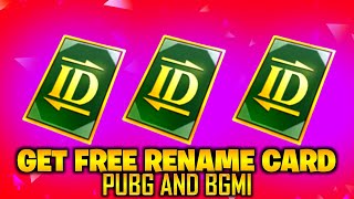 Get free rename card pubg  how to get free rename card in pubg mobile  free rename card bgmi [upl. by Esalb240]