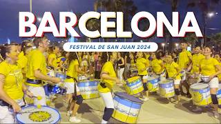 Festival de San Juan 2024 in Barcelona  Magical Night of Fireworks Bonfires amp Celebrations [upl. by Ferris]