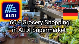 🇩🇪 60€ Grocery Shopping at ALDI  Prices  Weekly Food Budget for a Couple in Germany [upl. by Assyn]