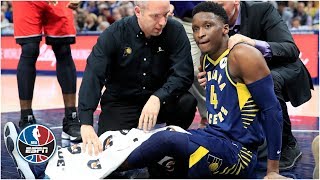 Victor Oladipo suffers major leg injury Pacers hold off Raptors  NBA Highlights [upl. by Socher]