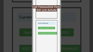 Cisf Fireman Bharti 2024 Edit Form Link Activate cisf fireman form correction [upl. by Andrei]