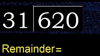 Divide 620 by 31  remainder  Division with 2 Digit Divisors  How to do [upl. by Vallery379]