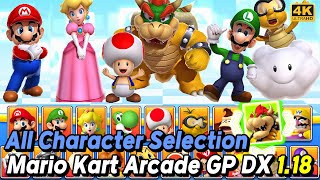 Mario Kart Arcade GP DX 118 All Character Selection [upl. by Nalod]