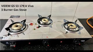 Videm 3 Burner Stainless Steel Gas Stove Unboxing and Review  Videm GS S3 179A Best Gas Stove [upl. by Aihsot]