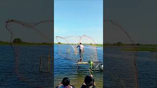 Awesome technique throw cast net fishing in the lake fishing traditional techniquenature fishing [upl. by Ahsii431]