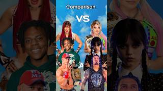 John cena Iyo sky and Ishowspeed vs Roman Reigns Alexa bliss and Wednesday 😱 shorts wwe [upl. by Atsocal]