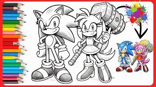 Sonic and Amy Coloring 🎨  Fun Drawing and Coloring [upl. by Jehanna]