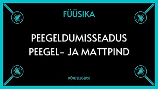 Peegeldumisseadus  FÜÜSIKA  KÕIK SELGEKS [upl. by Ciaphus251]