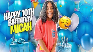 MICAHS 10TH BIRTHDAY SURPRISE 🎉🎉  FAMILY VLOG [upl. by Aeslehc557]