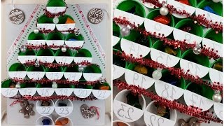 TUTORIAL CALENDARIO dellAVVENTOALBERO di NATALE con BICCHIERI DIY [upl. by Lissy]