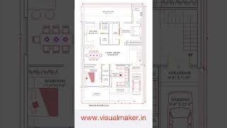 40’x60’ House Plan l 2400 sq ft l North Facing l Visual Maker [upl. by Oneladgam]