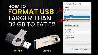 Format 64GB 128GB USB Flash Drive to Fat32 How To Formatting usb Larger Than 32gb to fat32 [upl. by Stalder446]