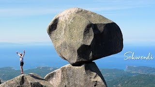 500Ton rocking stone on a mountain peak Omu di Cagna in Corsica [upl. by Tiertza]