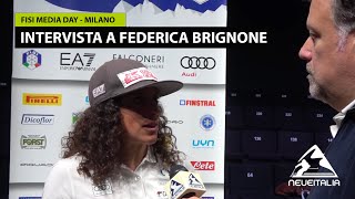 Federica Brignone al microfono di Dario Puppo  FISI Media Day  Milano [upl. by Ilarrold870]