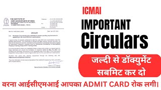 ICMAI IMPORTANT Circulars REGARDING JUNE 2024 EXAM [upl. by Market]