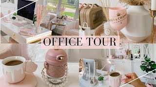 PINK BOHO OFFICE TOUR CHIC AND GIRLY IDEAS SLMISSGLAM💕 [upl. by Kamillah]