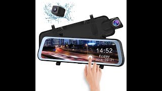 CHICOM Mirror Dash Cam 966quot Touch Screen Stream Media Reverse Camera1080P Front and 1080P Rear [upl. by Aihseyk]