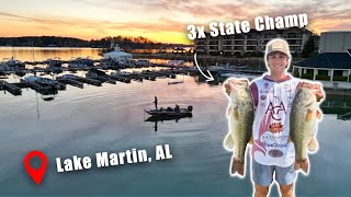 Summer Bass Fishing w 3x State Champ Lake Martin AL [upl. by Laddie307]