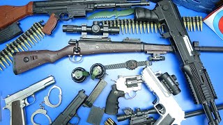 Airsoft Military  Police Guns Toys amp Equipment  AK47 BLACK 1911 BERETTA MAGNUM Box of Toys [upl. by Ecenaj]