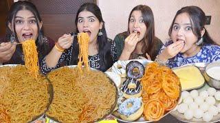 Sweet Vs Spicy Food Eating Challenge  Spicy Garlic Maggi Spicy Korean Noodles Rasgulla Rasmalai [upl. by Millar800]