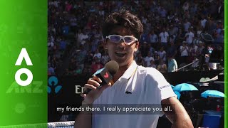 Hyeon Chungs message for his Korean fans subtitled  Australian Open 2018 [upl. by Ynahteb999]