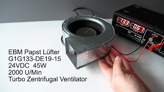 EBM Papst LÃ¼fter Turbo Zentrifugal Ventilator 24VDC 45W 2000 UMin  Hohe Luftbewegung [upl. by Hairam149]