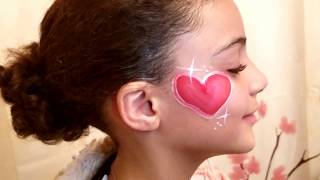 Valentines Day Heart Face Painting Tutorial [upl. by Llerrad]