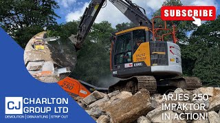 Arjes 250 Action  VOLVO EC145El  Crushing Material On Site  CJ Charlton Group Ltd  Demolition [upl. by Aikym]