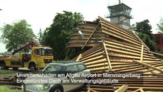 Schwere Sturmschäden am Allgäu Airport Memmingen [upl. by Pansir]