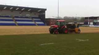 Rugby Pitch Maintenance  Spreading Sand Top Dressing [upl. by Saw]